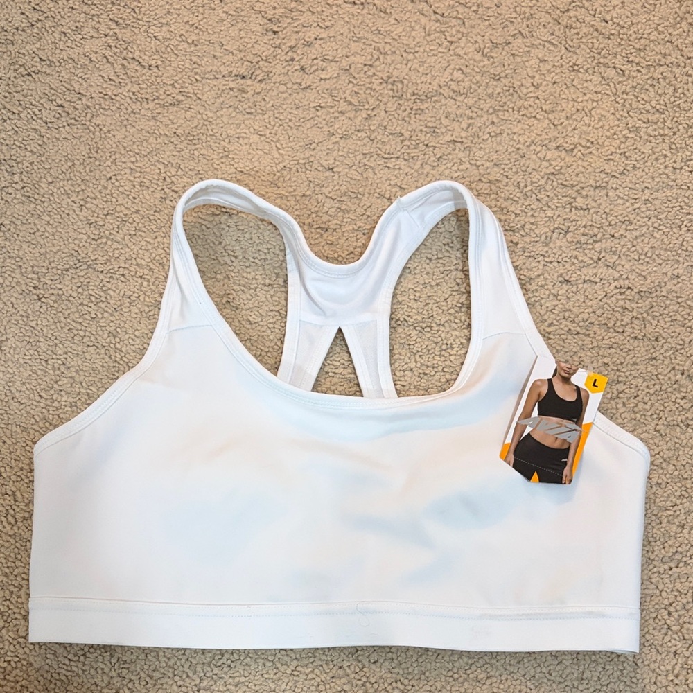 Women's AVIA White Sports Bra SIZE L NWT